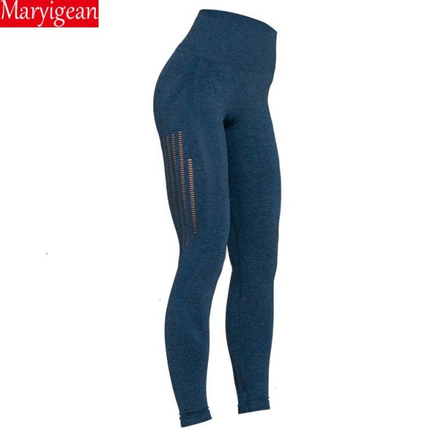 Maryigean Sexy Hollow Out High Waist Fitness Legging Women Knitted Seamless Quick Dry Breathable Pants Workout Push Up Leggings