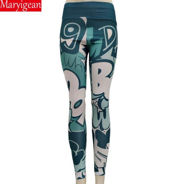Maryigean 2019 Cross-border Explosion Section Hip Yoga Boom Letter Printing Slim Yoga Pants Sports Leggings Women