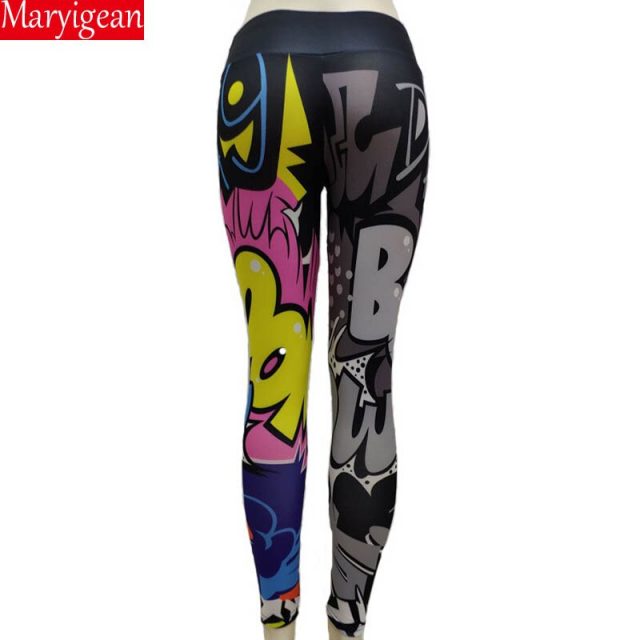 Maryigean 2019 Cross-border Explosion Section Hip Yoga Boom Letter Printing Slim Yoga Pants Sports Leggings Women