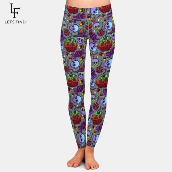 LETSFIND Autumn New Arrival Halloween Ghosts Series Print Women Leggings High Waist Elastic Fitness Warm Girl Leggings