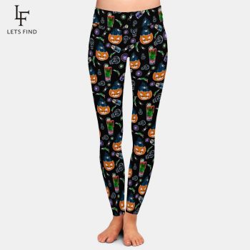 LETSFIND Halloween Women Pants 3D Pumpkin Ghost Print Women Leggings Sexy High Waist Plus Size Fitness Leggings