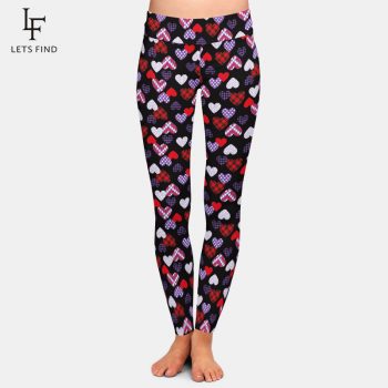 Fashion Women 3D  Printing  Heart Pattern Milk Silk Legging High Waist Plus Size High Quality Comfortable Leggings