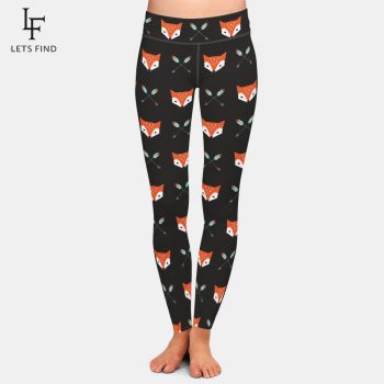 New Fashion Women Legging 3D Cartoon Fox Print Elastic Leggings High Waist Plus Size High Quality Black Leggings