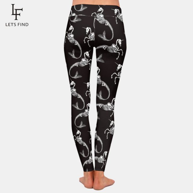 LETSFIND Brands New Arrivals Black Women High Waist Leggings 3D Print Unicorn Milk Silk Comfortable Leggings