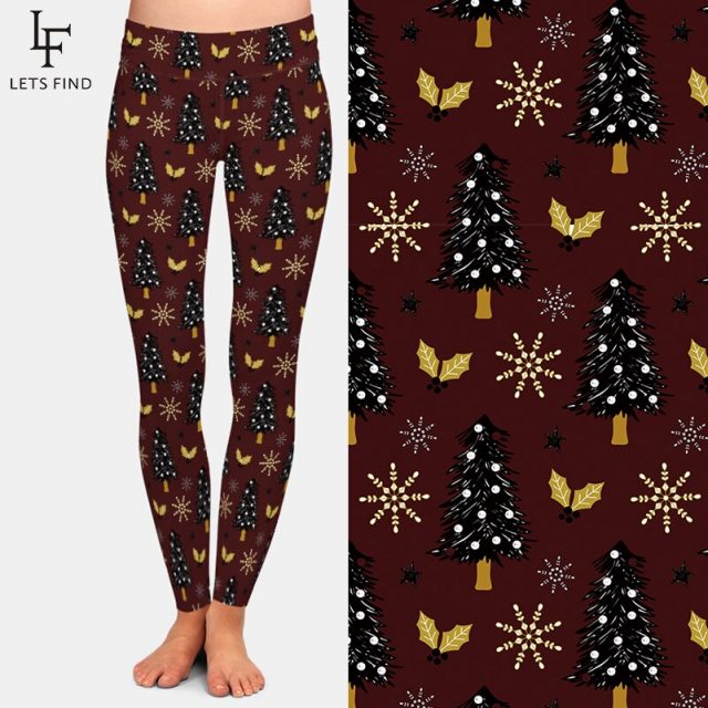 LETSFIND New Arrival Winter Warm Fashion Women High Waist Leggings 3D Christmas Tree Leggings Digital Print Pants Plus Size