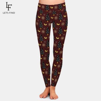 LETSFIND New Arrival Winter Warm Fashion Women High Waist Leggings 3D Christmas Tree Leggings Digital Print Pants Plus Size