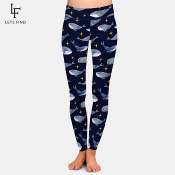 LETSFIND Fashion Women Leggings 3D Dolphins Digital Printing Fitness Legging High Waist Plus Size Woman Pants