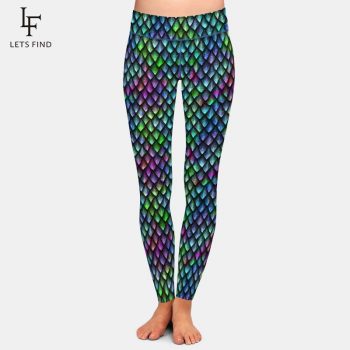 LETSFIND Seamless Fish Scales Print Pants Fashion Sexy High Waist High Quality Milk Silk Plus Size Women Print Leggings