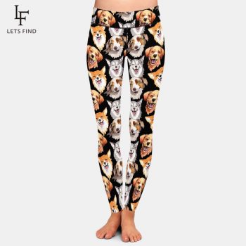 LETSFIND Hot Sale Leggings 3D Animals Dog Printing High Waist Women Plus Size Casual Black Leggings Free Shipping