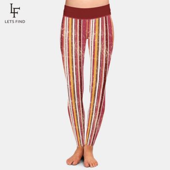 LETSFIND New Women High Waist Warm Leggings Fashion Casual Elastic Striped Printing Plus Size Girl Leggings