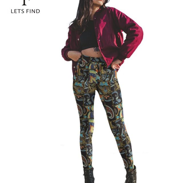 LETSFIND  New Design Print Leggings Fashion High Waist High Quality Workout Leggings Plus Size  Ankle-Length Leggings