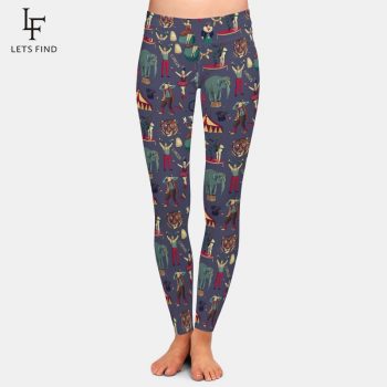 LETSFIND New Arrival 3d Circus Print Leggings Fashion Women Fitness High Waist Plus Size Warm Leggings Casual Elastic Pants