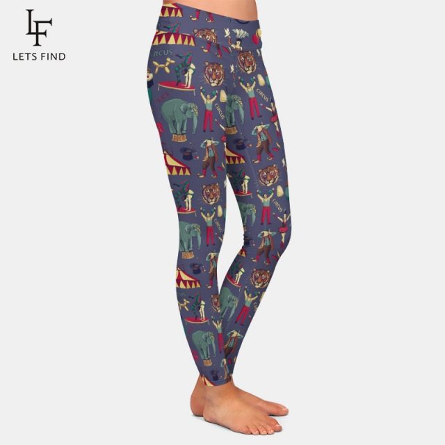 LETSFIND New Arrival 3d Circus Print Leggings Fashion Women Fitness High Waist Plus Size Warm Leggings Casual Elastic Pants
