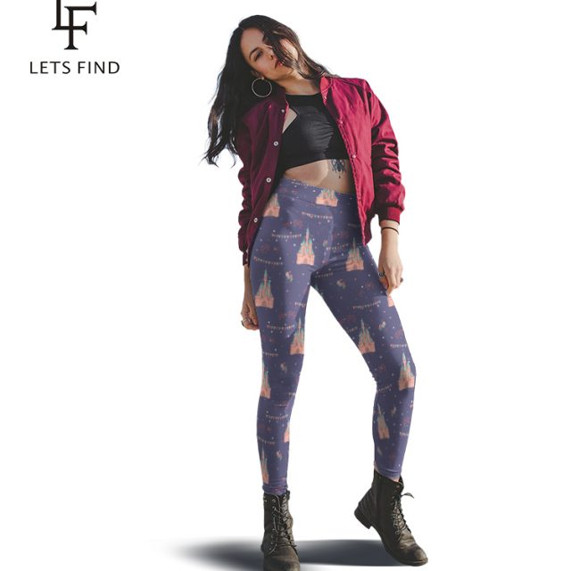 LETSFIND Brand 2019 New Arrival Women Leggings Castle Printed Legging for Woman High Waist Fitness Soft Leggings