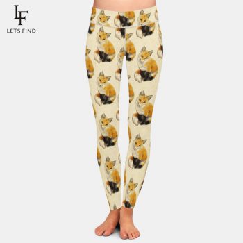 LETSFIND Brand Fashion New Hot Sale Women Fox Print Leggings High Waist Elastic Leggings Plus Size Women Pants