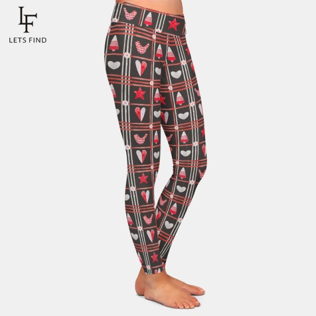 LETSFIND  Women Winter Clothes 2019 Star and Heart In Patchwork Print High Waist Women Fitness Leggings Plus Size