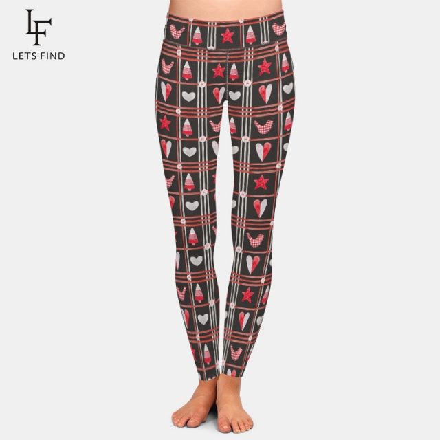 LETSFIND  Women Winter Clothes 2019 Star and Heart In Patchwork Print High Waist Women Fitness Leggings Plus Size