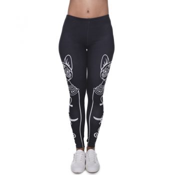 2019 new women's fashion cat pattern spring season leggings nine pants high waist stretch fitness casual