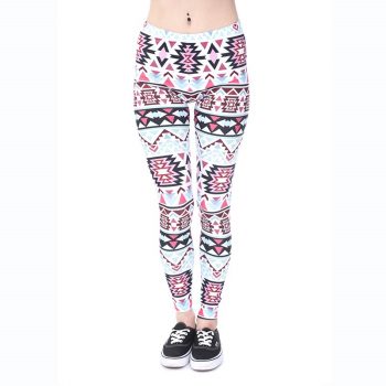 2019 new low waist color geometric stitching trousers women's self-cultivation stretch leggings sports fitness running