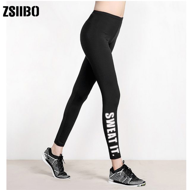 2019 spring fashion new female letter printing leggings high waist elastic trousers women’s casual slim pants