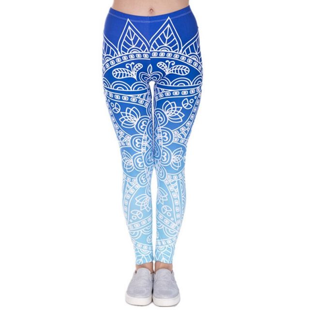 2019 new women’s fashion winter leggings nine pants blue white stripes low waist stretch fitness casual  printed trousers
