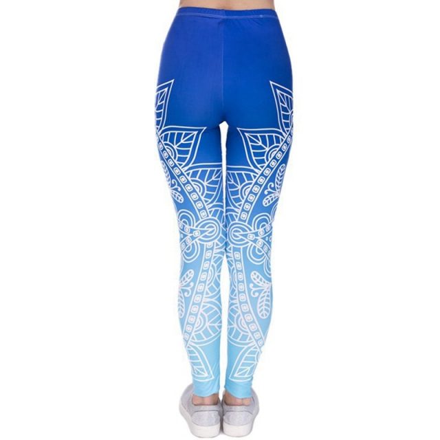 2019 new women’s fashion winter leggings nine pants blue white stripes low waist stretch fitness casual  printed trousers