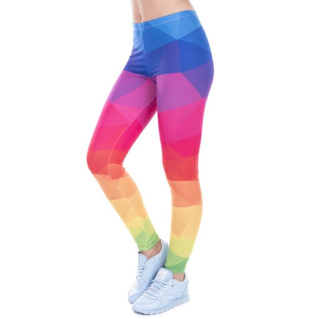 2019 spring new women’s color geometric stitching leggings fitness jogging sportsman Slim stretch trousers