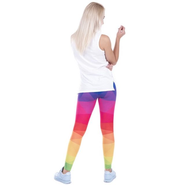 2019 spring new women’s color geometric stitching leggings fitness jogging sportsman Slim stretch trousers