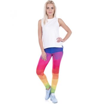 2019 spring new women's color geometric stitching leggings fitness jogging sportsman Slim stretch trousers