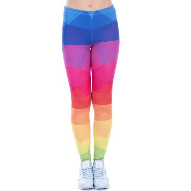 2019 spring new women’s color geometric stitching leggings fitness jogging sportsman Slim stretch trousers