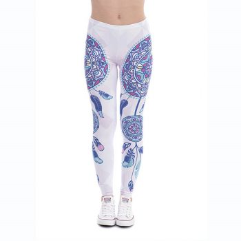 2019 fashion spring pattern printing leggings women’s low waist slim fitness sports casual trousers stretch pencil pants