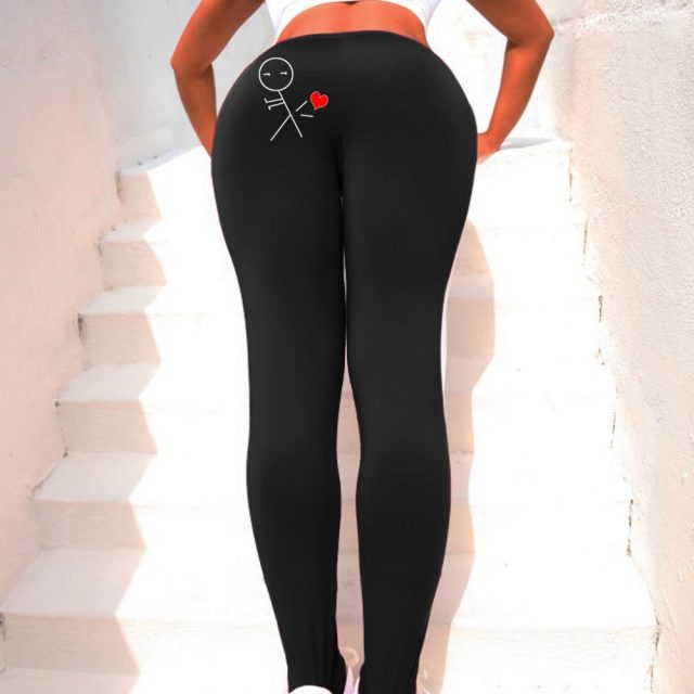 Female Leggin Workout Sexy Fitness Legging Plus Size Women Trousers Kawaii heart Mesh Pattern Print Sporting Pants Elastic Slim
