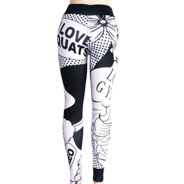 2019 spring new women’s fashion white pants blue pattern sexy leggings fitness sports casual slim trousers