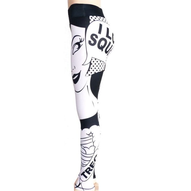 2019 spring new women’s fashion white pants blue pattern sexy leggings fitness sports casual slim trousers