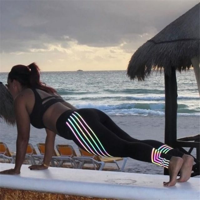 Women’s Black&White Sports Leggings  Running Gym Fitness Pants Outdoor Athletic Pants IK88