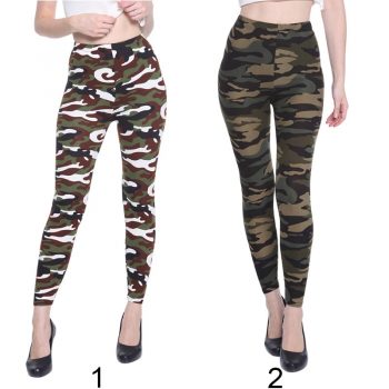 Fashion Spring Autumn Women Leggings Elastic High Waist Camouflage Printing Trousers Slimming Casual Pants IK88