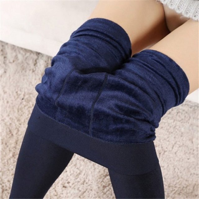 Women Heat Fleece Winter Stretchy Leggings Warm Fleece Lined Slim Thermal Pants IK88