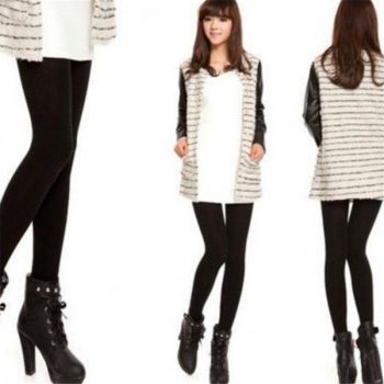 Fashion Women Fleece Velvet Leggings Winter Warm Knitted Thick Slim Fitness Elastic Pants IK88
