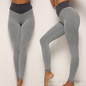Women High Waist Compression Leggings Knitting Tummy Control Gym  Pants IK88