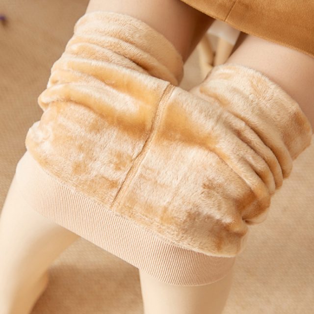 Legs Fake Translucent Warm Fleece Leggings Women Soft Leggings Fleece Lined Thick Leggings IK88
