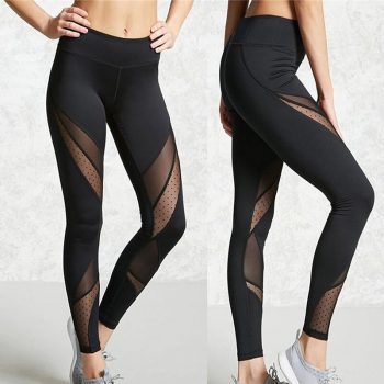 Women High Waist Compression Leggings Mesh Tummy Control Gym  Sports Pant IK88