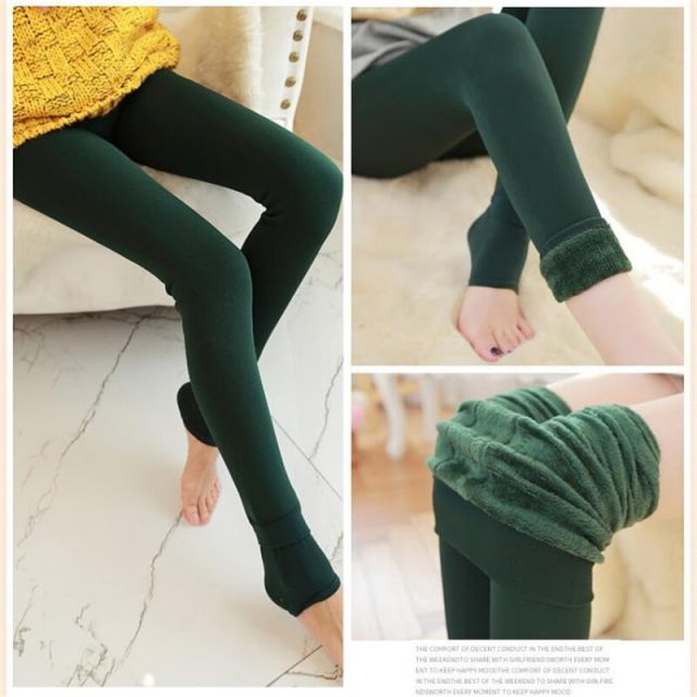 Women High Elastic Thick Leggings Autumn Winter Warm Velvet Pants IK88