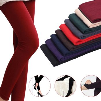 Women Autumn Winter Thick Warm Legging Brushed Lining Stretch Fleece Pants Tramp Feet Leggings  IK88