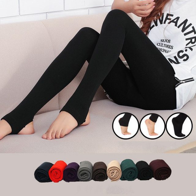 Women Autumn Winter Thick Warm Legging Brushed Lining Stretch Fleece Pants Tramp Feet Leggings  IK88