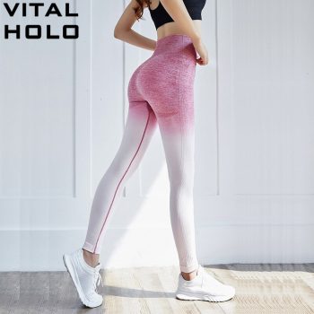High Waist Ombre Seamless Leggings Push Up Elastic Yoga Pants Workout Gym Leggings Fitness Women Running Sport Pants Sports Wear
