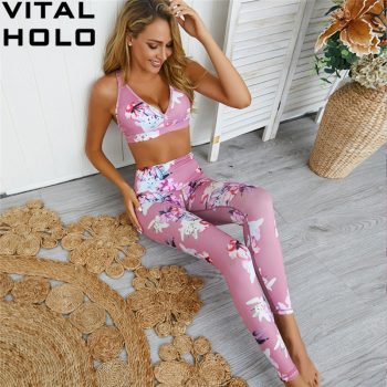 Yoga Set Fitness Women Tracksuit Gym Clothing Floral Sport Suit Women 2 Piece Gym Set Workout Clothes Sports Wear For Women Gym