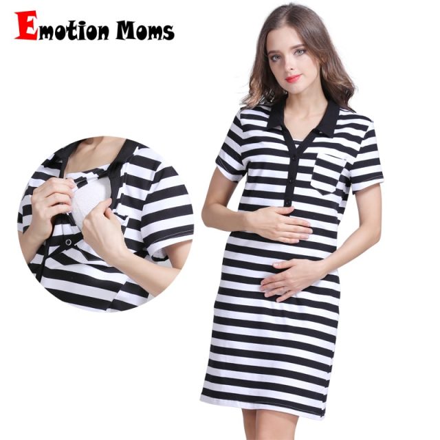 Emotion Moms Summer Maternity dress pregnancy clothes Striped Breastfeeding Dresses for Pregnant Women Skirt nursing dress