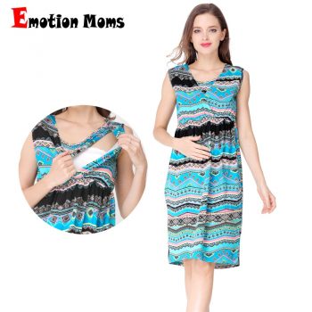 Emotion Moms V-Neck Summer Maternity Clothes nursing Breastfeeding Dresses Pregnancy Dress for Pregnant Women Maternity Dress