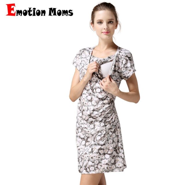 Emotion Moms Flower Nursing Dress Breastfeeding Dresses Short Sleeve Summer Maternity Clothing CLEARANCE PRICE