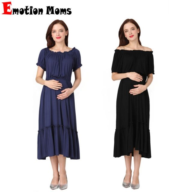 Emotion Moms Women’s dress 2019 new Sexy Pregnant Dress off-shoulder Women Elegant Pregnancy Dress
